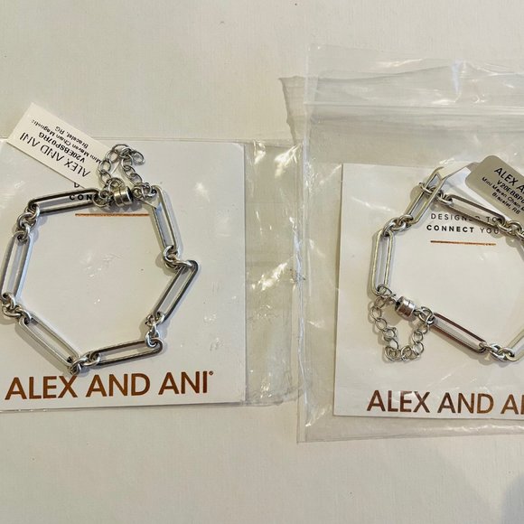 Set of two ALEX AND ANI Mini Maven Chain Magnetic Bracelets, Rafaelian Silver - Picture 5 of 13